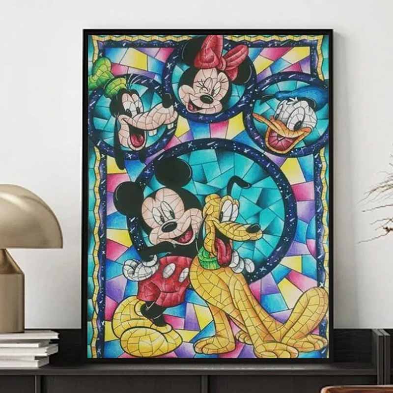 Disney Алмазная живопись Персонаж Цветное Окно Искусство Иллюстрация Мозаика Вышивка Создание изображения Алмазная живопись Вышивка крестом Декор для дома 5D Сделай сам