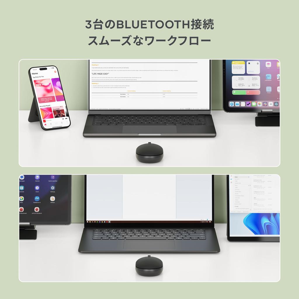 SATECHI Bluetooth Wireless 80 Hours of Easy for up to 3 Compact and Ergonomic Design for Laptops and Tablets Black OntheGo™ Mouse, Use, USB-C