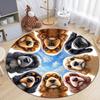 1Pc Cute pet Chihuahua Border Collie Printed circular carpet, home door mat, outdoor travel protection carpet