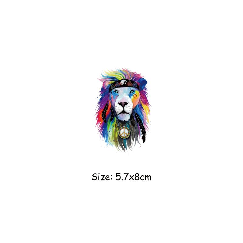 Color Lions Iron On Patch Man Woman Hoodies Heat Press Appliqued Clothes Stickers Diy Parches Ropa T-Shirt Diy Craft Supplies