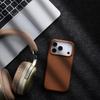 Melkco With AI Button Genuine Leather Case for iPhone 17 Pro Max Air Top-layer Cowhide Metal Lens Ring Magnetic Charging Cover