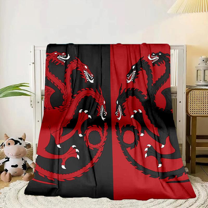 Thrones Dragon Fire And Blood Blanket Flannel Blanket for bed, sofa, Camping, Hiking, Picnic Essentials, gift for family Fan gifts