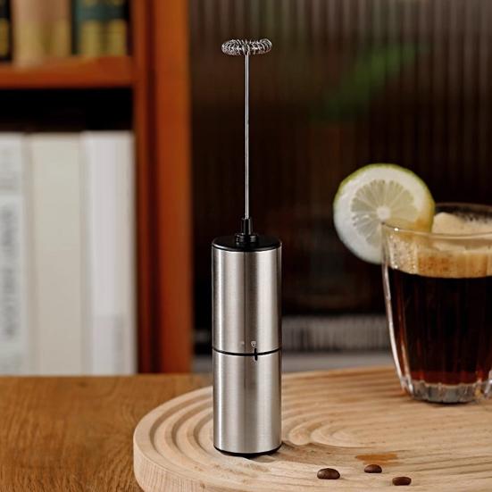 Электрический вспениватель молока с высокой мощностью 14000 об/мин, стержень для смешивания напитков из нержавеющей стали, работающий от батареек, многофункциональный венчик для кофе