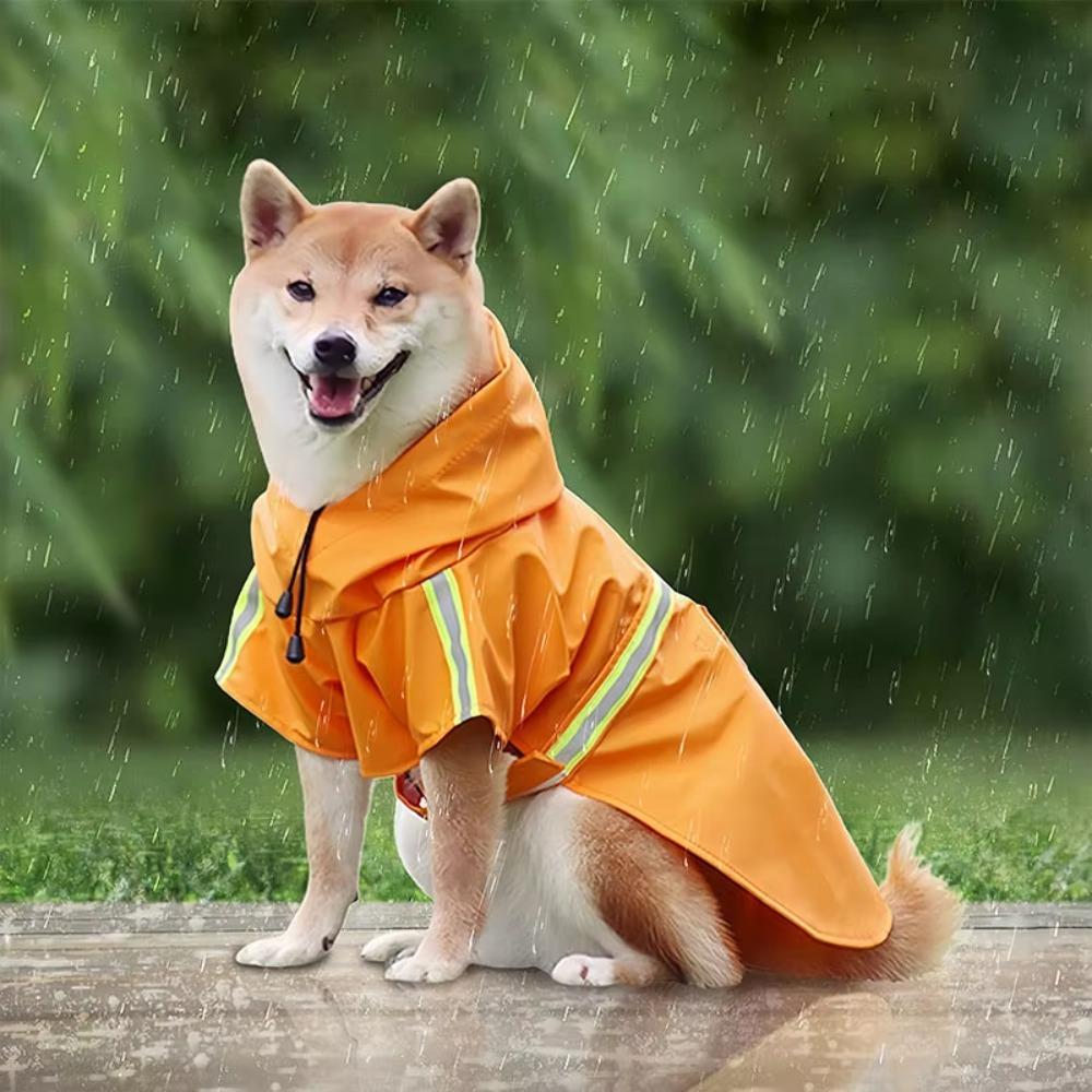 High-Visibility Rain Coat Adjustable Dog Rain Poncho Easily Wearable Pet Rain Jacket Outdoor