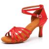 Red Latin Dancing Shoes for Women Girls Latin Dance Shoes Salsa Tango Ballroom Performance Shoes 7CM