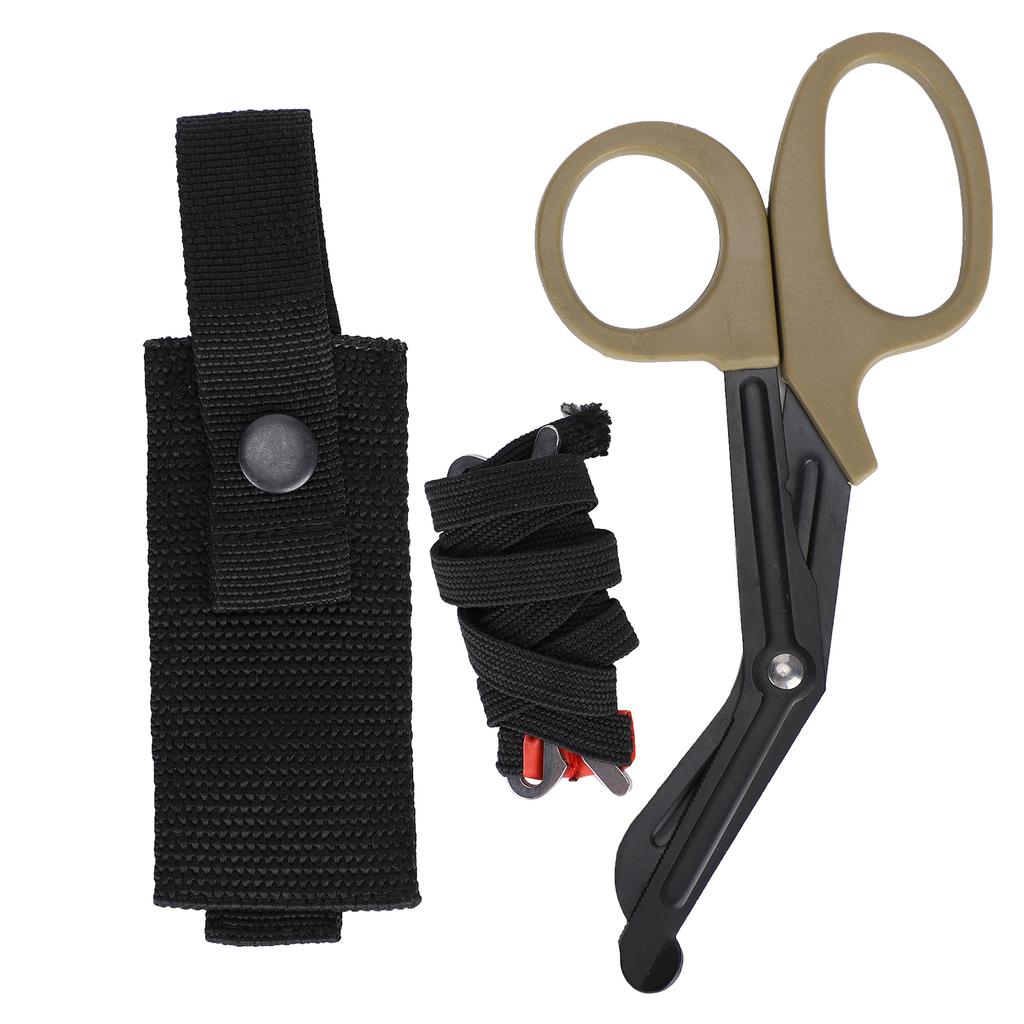 Ножницы для перевязки Ножницы для выживания в чрезвычайных ситуациях Тонкие зубья для резки Холщовая сумка Жгут