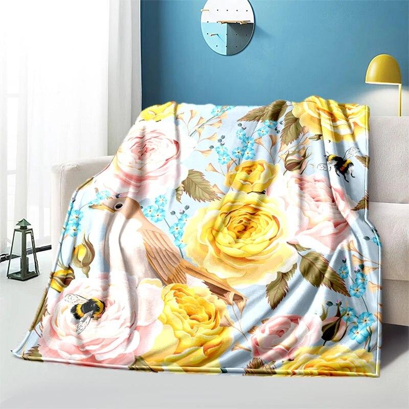Мягкий плюшевый диван-кровать с цветком розы, тонкие одеяла для пикника с героями мультфильмов, современное фланелевое одеяло Gedruckt Bettdecke Geschenk
