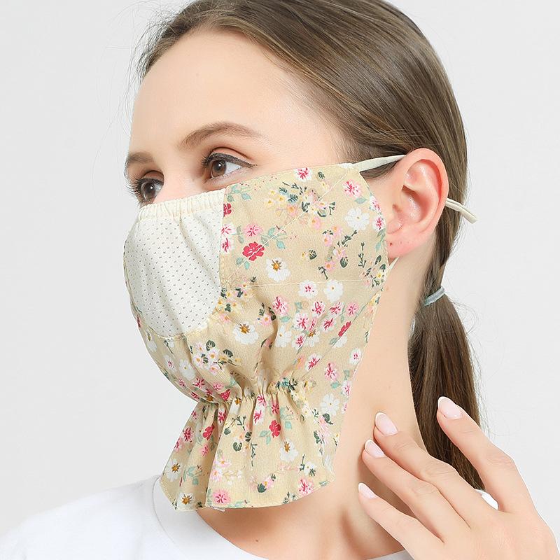 Солнцезащитная хлопковая цветочная маска для велоспорта для женщин, дышащая маска для шеи, вуаль, маска
