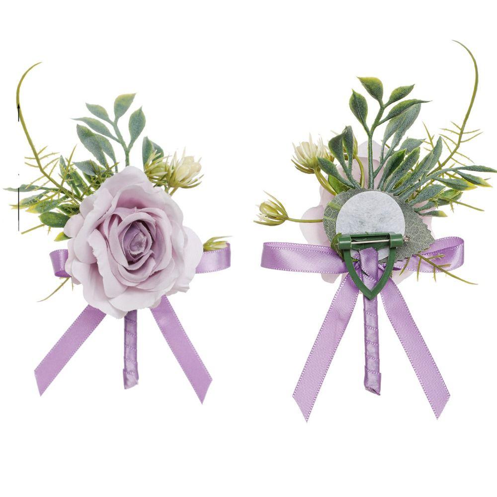 Pearl Bridegroom-bride Corsage Simulation Flower Rose Corsage Elegant Pearl Wrist Flower  Prom