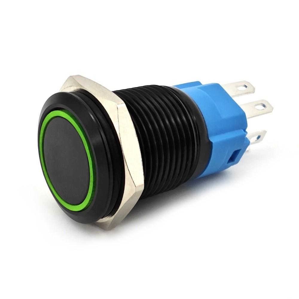 Переключатель вкл/выкл, светодиодная кнопка с фиксацией 18 мм RGB 3 в 1 черный + внедорожная розетка