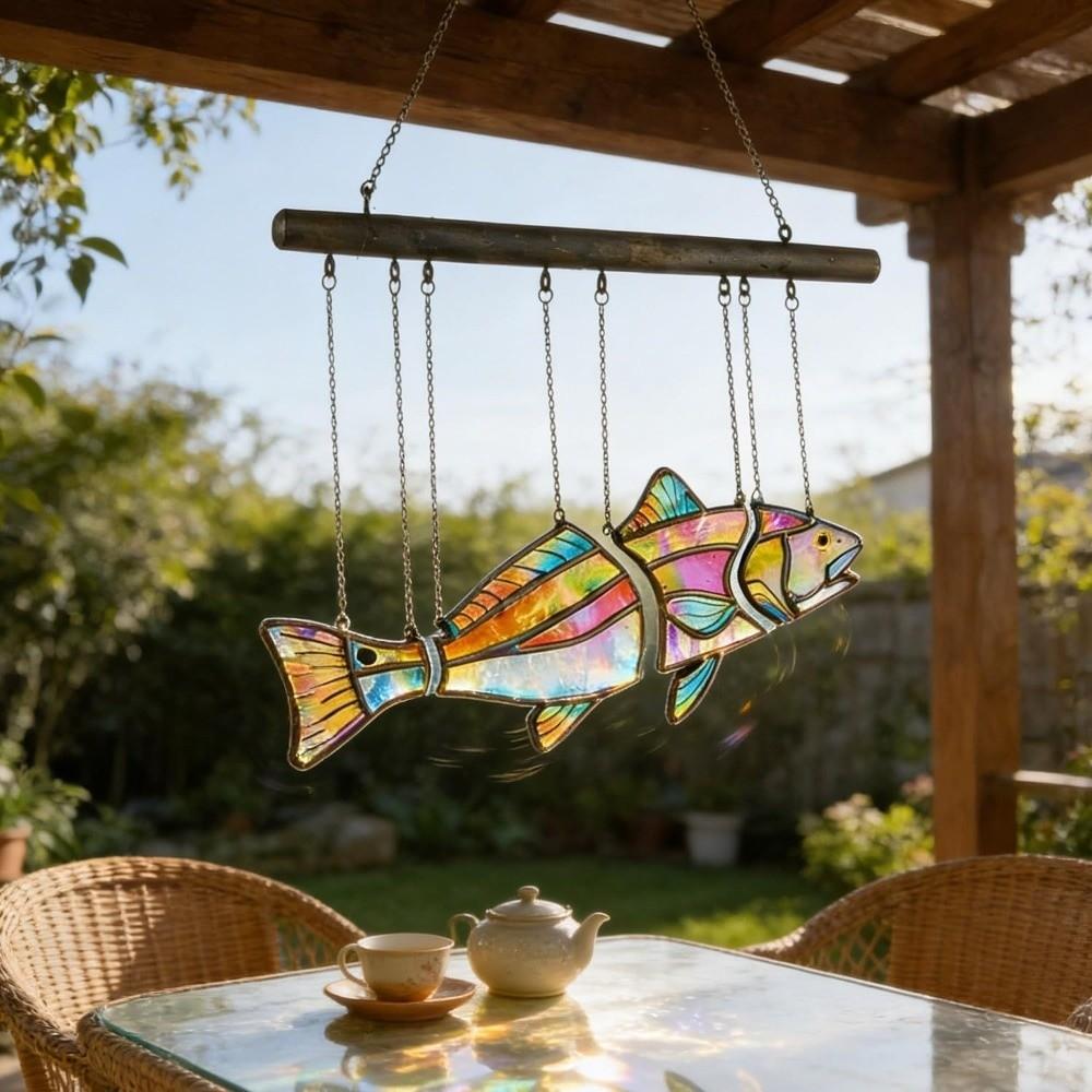 Clear Vivid Acrylic Fish Wind Chime Hand-Painted Fish Hanging Ornament  Car Decorations