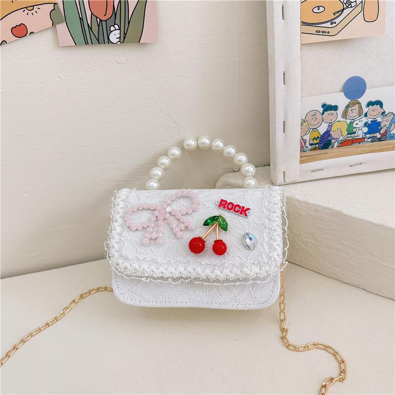 Chic Lace Pearl Handbag For Children In Trendy Floral Styles Ideal For School And Daily Outfits