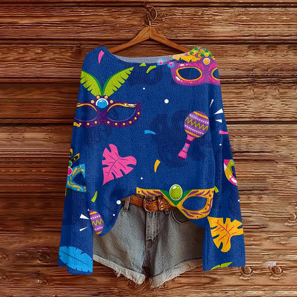 Женский модный пуловер с круглым вырезом, длинным рукавом и принтом, повседневный