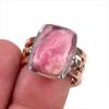 Двухцветное кольцо из чистого серебра 925 пробы с натуральным родохрозитом S.7,5 m8T25