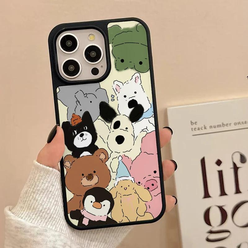 Милый Животный Праздник Применимый Чехол для Мобильного Телефона iPhone17Pro 15/16 Матовый PC13 Женский 14 Новый 12 Жесткий Чехол