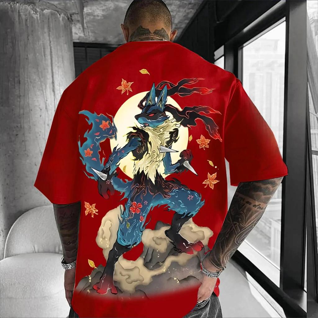 Pokémon Animation Derivatives Pattern Printing T-shirt Men's Women's 2025 Summer Oversize Loose Cotton Street Trend Brand Top