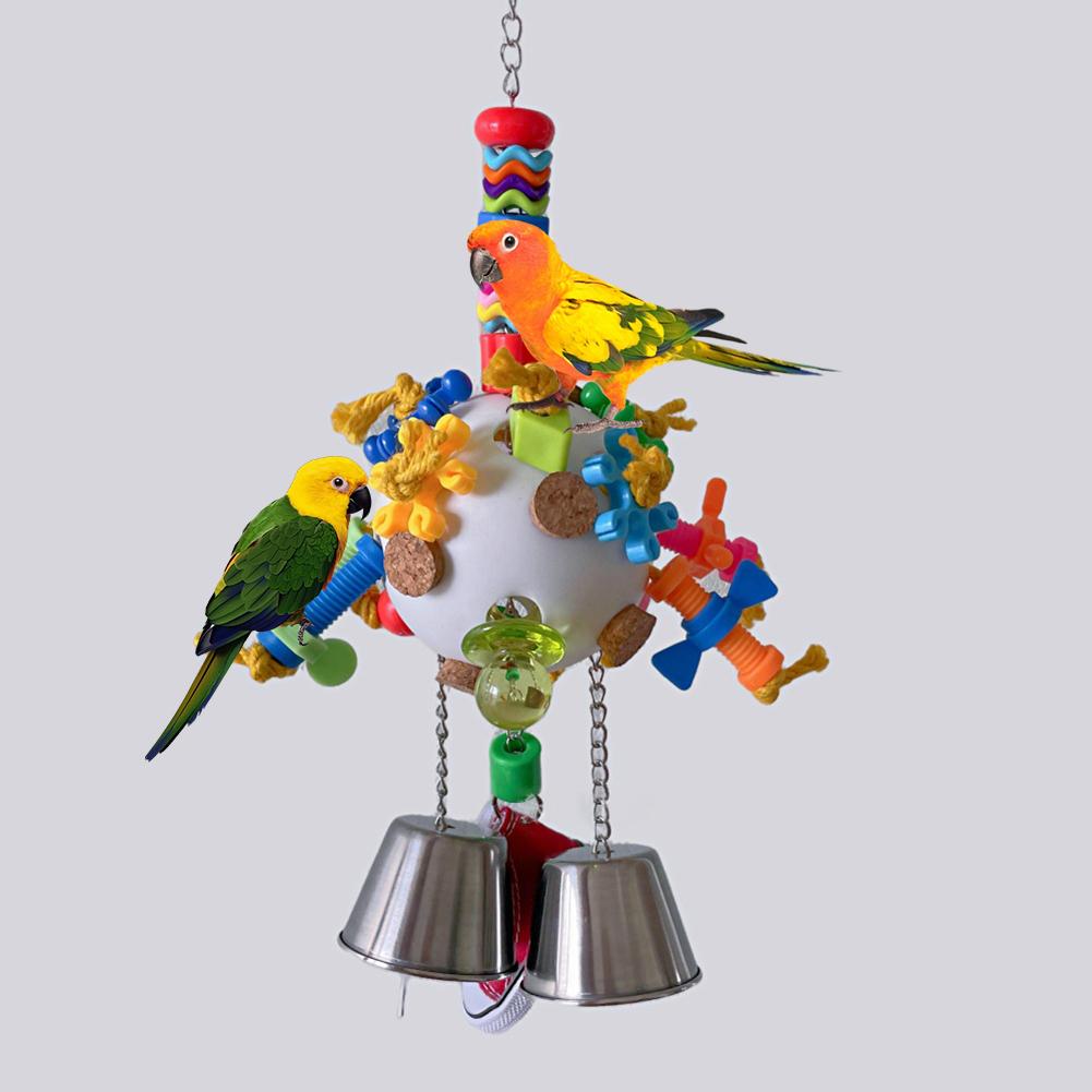 1 шт. Игрушка-погрызушка для попугая, Игрушка-погрызушка для птиц, Товары для питомцев, Разноцветный мяч, Игрушка для погрызушек и добывания корма для африканского серого мини