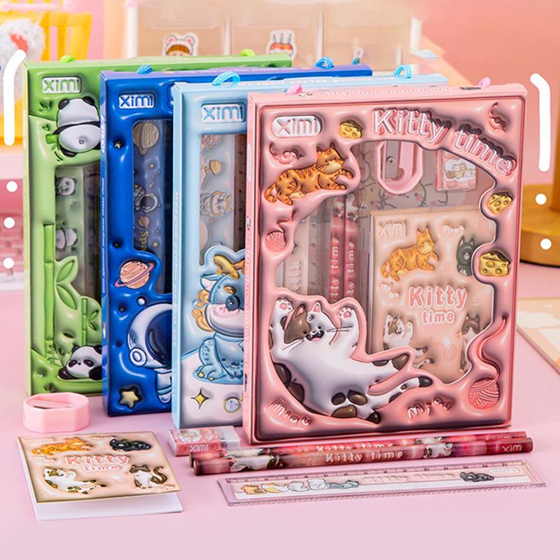 6 в 1 набор канцелярских товаров для детей начальной школы, подарочная коробка для обучения, карандаши, детский сад, подарок на день рождения, призы, набор канцелярских товаров для учебы