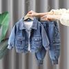 Boys Denim Suit Spring and Autumn Baby Handsome Boy Children's Fashion Denim Jacket Jeans Two-piece Suit