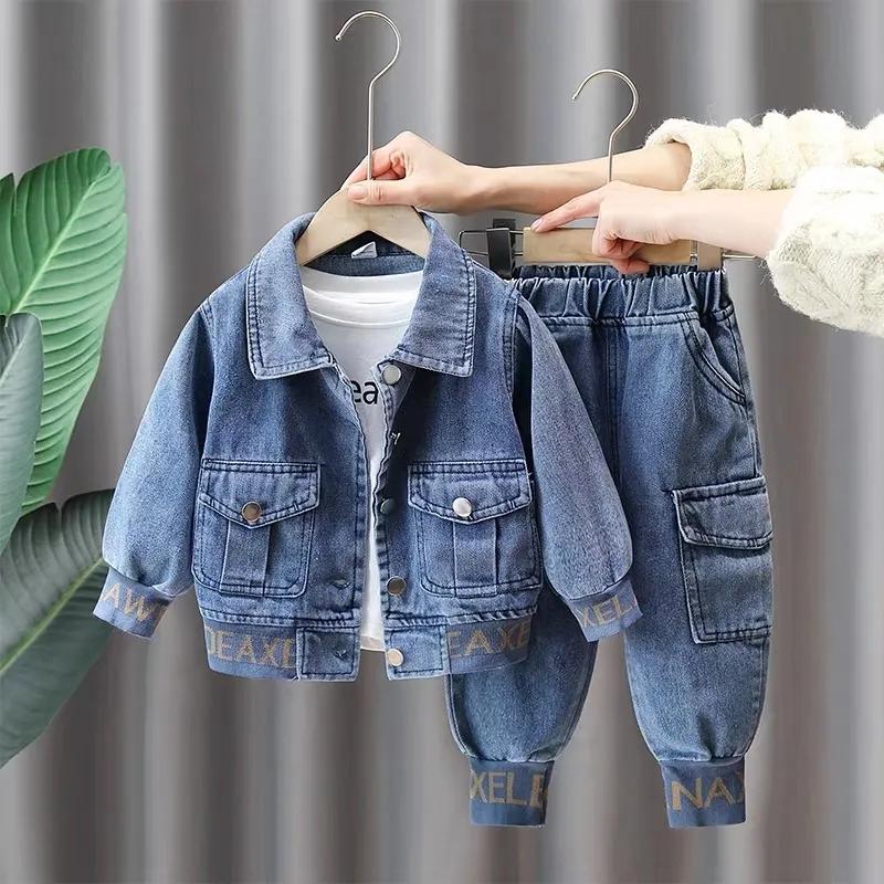 Children's Fashion Denim Jacket Jeans Two-piece Suit Boys Denim Suit Spring and Autumn