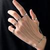 Women Hand Chain Punk Style Five Rings Solid Color Wrist Chain Ring Unisex Charm Hip Hop Chain Open Rings Set Couple Jewelry