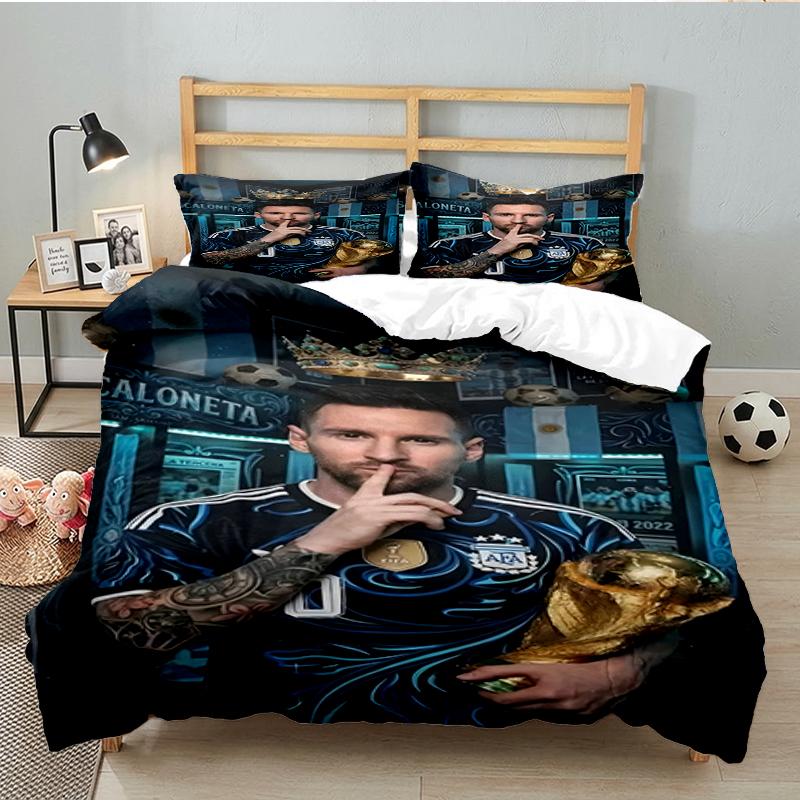 3PCS Argentina's Soccer Triumph Bedding set,Ideal for1pc Duvet Cover And 2pcs Pillowcases Perfect for Christmas gift,Ideal for Bedroom, Dormitory