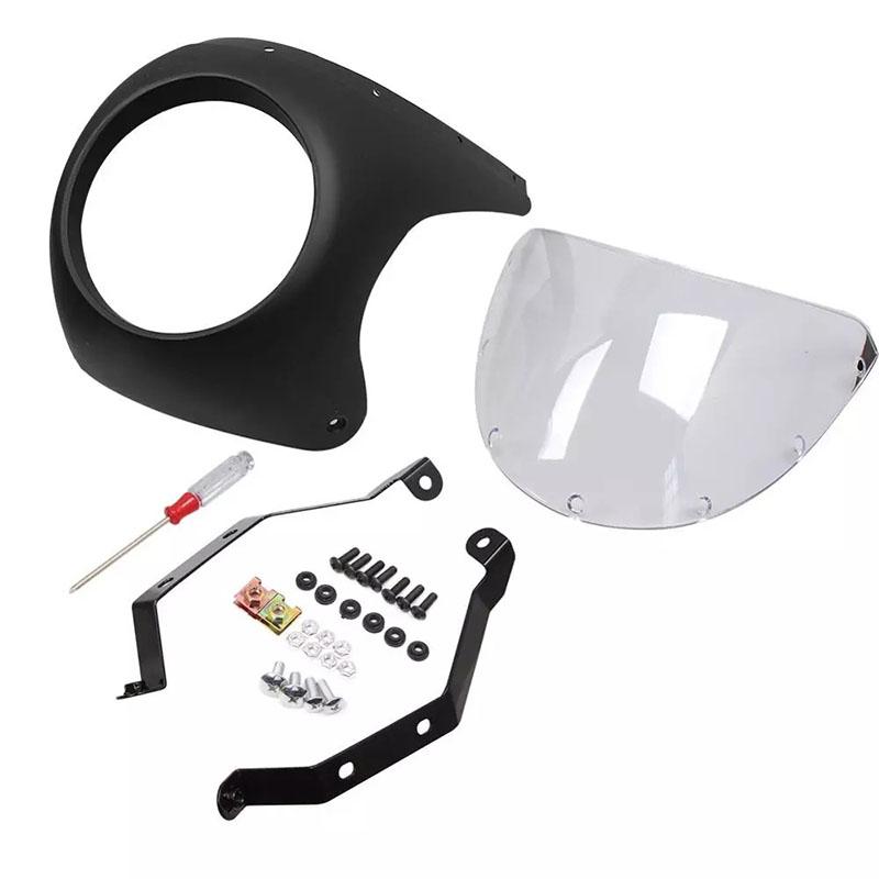 7 Inch Retro Cafe Racer Headlamp Windscreen Waterproof Anti-fall Fairing Headlight Shade Modification Accessories