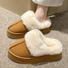 Fashion Women's Thick Sole Plush Warm Slippers Non Slip Faux Fur Winter Shoes for Women 2025 Comfort Fluffy Platform Slippers Plus Size