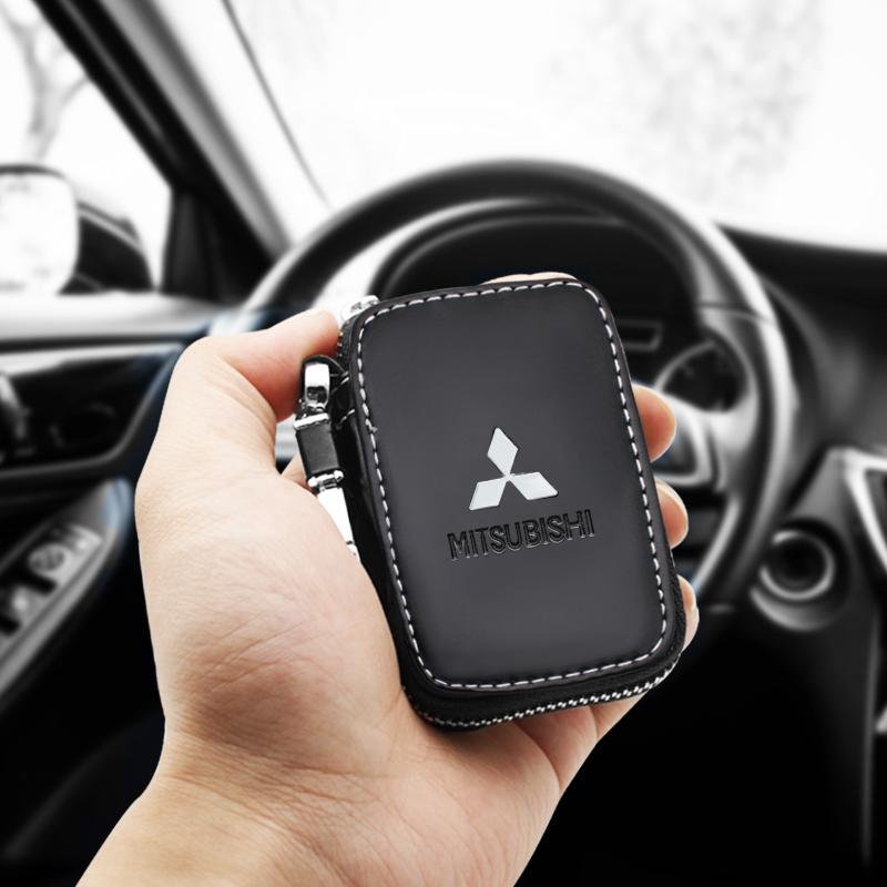 For Mitsubishi ASX Lancer Pajero Outlander Colt Galant L200 Ralliart PU Leather Key Wallet Car Key Bag Multi Function Key Caseor
