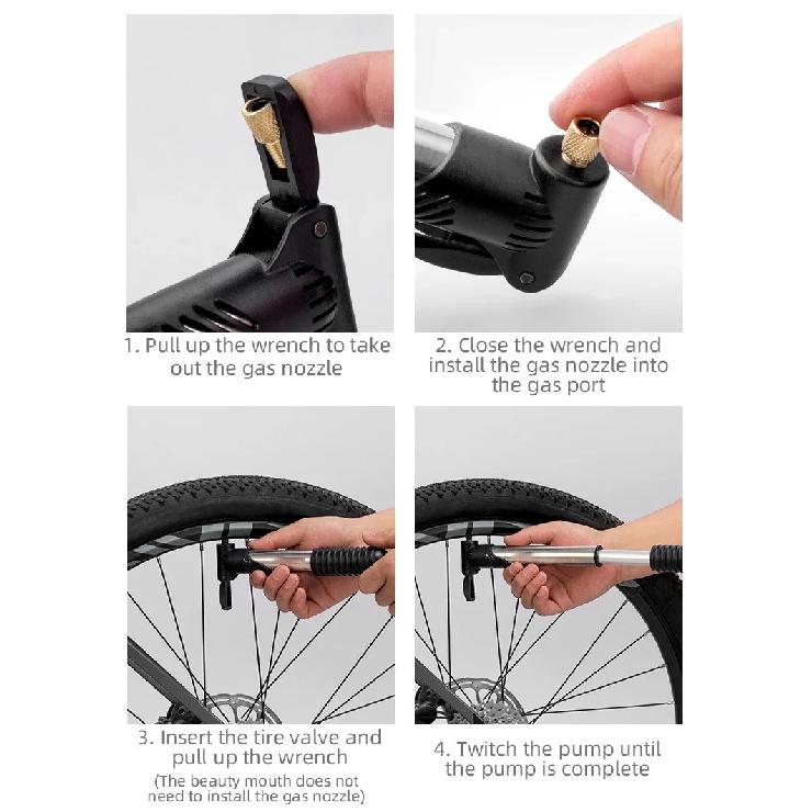 ROCKBROS Bicycle Pump Portable 80-100PSI Easy Operation Mini High Pressure Air Pump Cycling Stainless Steel MTB Bike Accessories