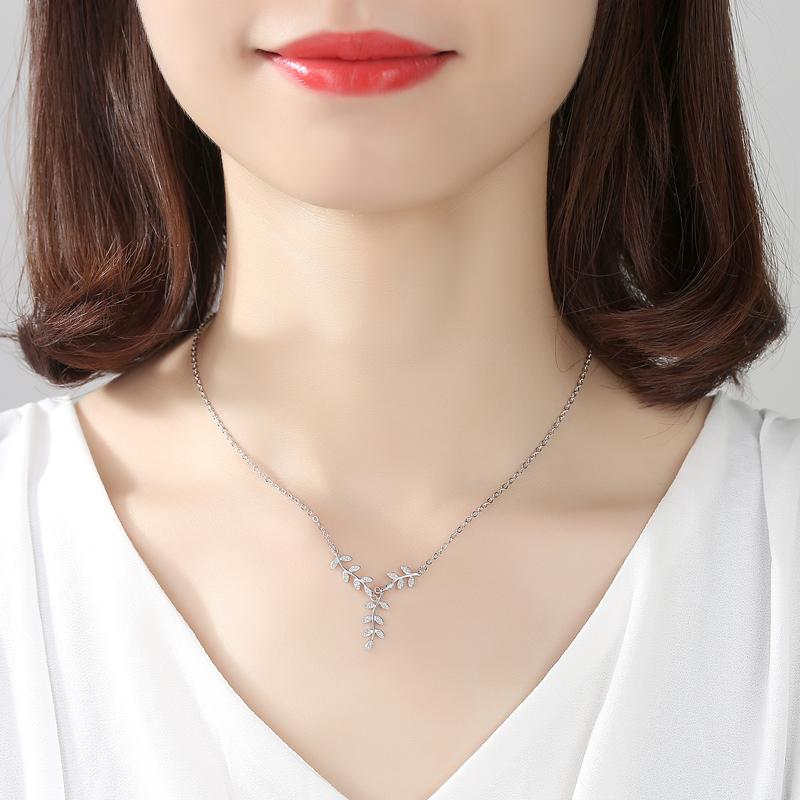 925 Sterling Silver Leaves Necklaces & Pendants for Women Fashion Lady Festival Gift Sterling-silver-jewelry