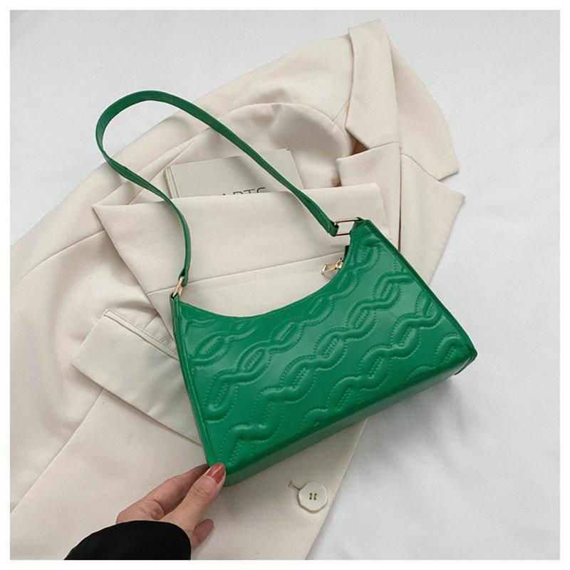 Women'S Pu Handbag with Chain Stripe Female Shoulder Bag Fashion Ladies Armpit Bag Retro Casual Women Tote