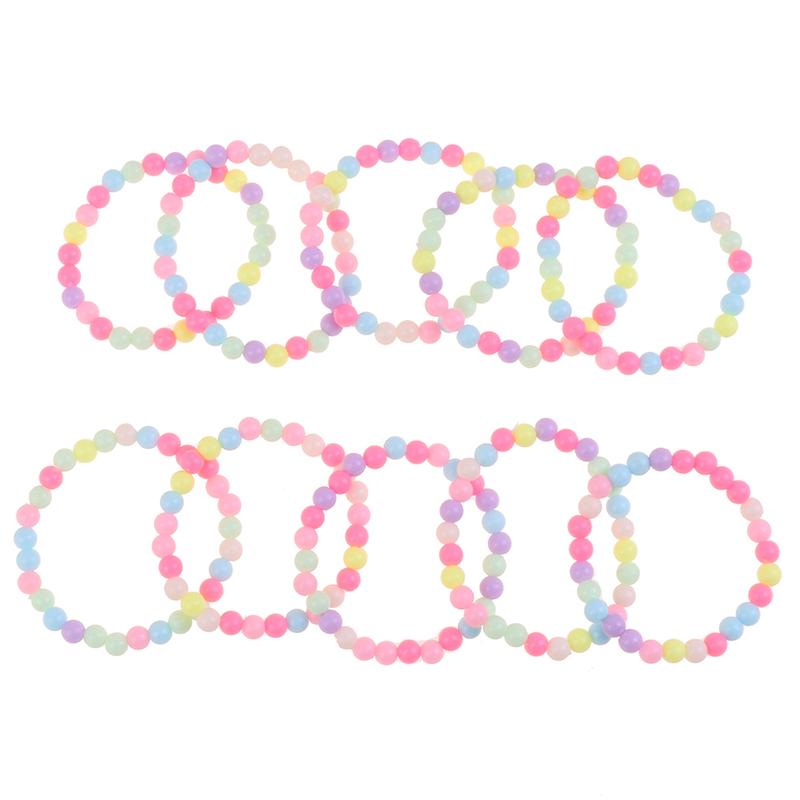 10 шт., детский браслет с подвесками для девочек, детские разноцветные эластичные браслеты из жемчуга и бусин