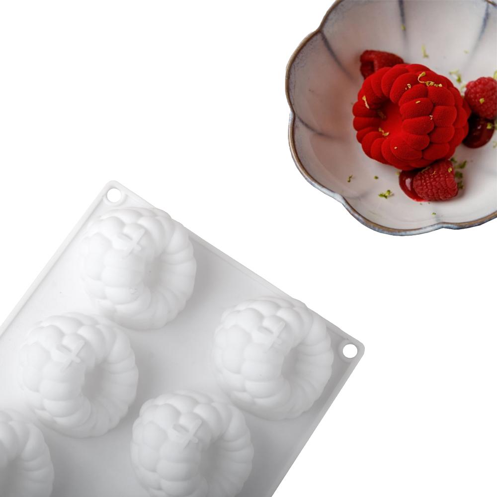 6-cavity Raspberry Mousse Silicone Mold, in the French  style Raspberry Shape for Chocolate Desserts and Baking