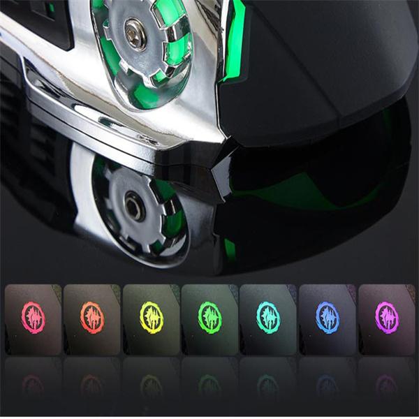 7-цветная бесшумная беспроводная/проводная игровая мышь, 6 кнопок, 3600 точек на дюйм, оптическая USB-компьютерная мышь со светодиодной подсветкой