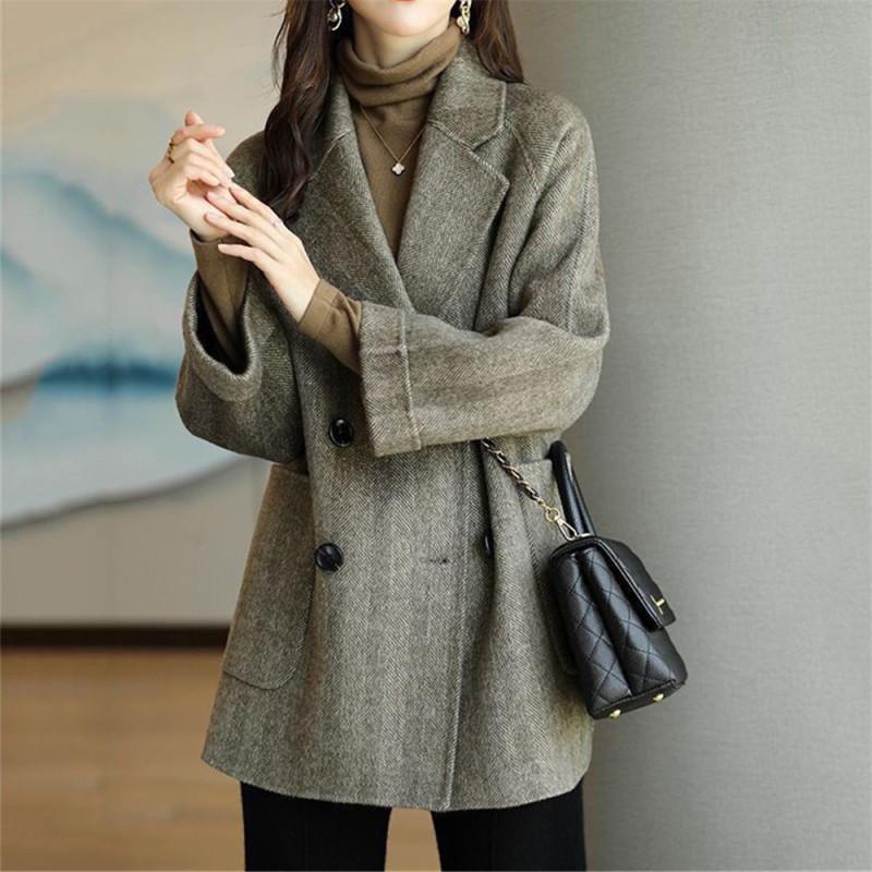 Tooxika осень и зима новый однотонный пиджак с воротником в елочку шерстяное пальто для женщин