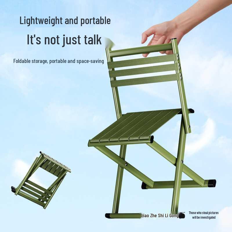 Портативное складное кресло со спинкой для кемпинга, рыбалки и барбекю - Бесплатная доставка