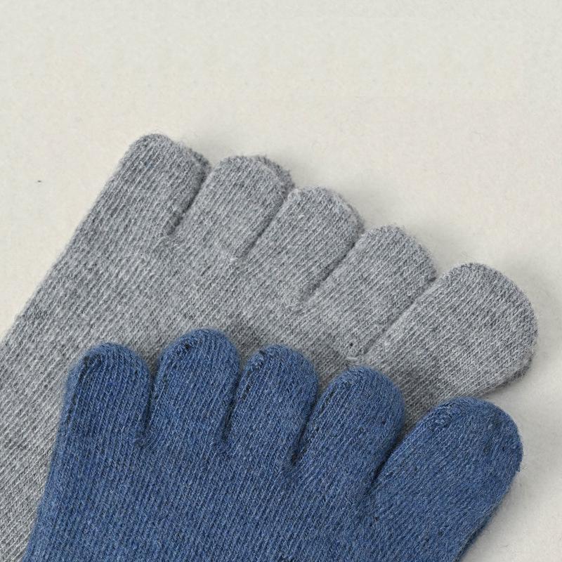 1/5 пары шерстяных коротких носков с пальцами, зимние мужские, мягкие, эластичные, прочные, деловые, впитывающие пот, толстые, теплые, 5-пальцевые носки