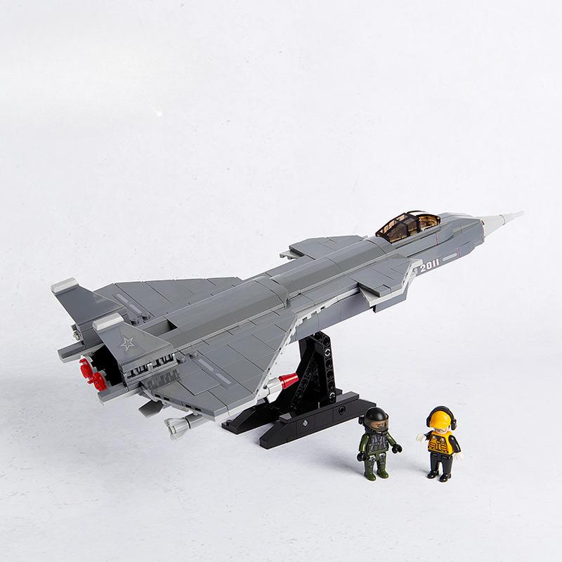 Военная серия, китайский истребитель-невидимка J-20, строительные блоки, игрушка в подарок для детей, без коробки