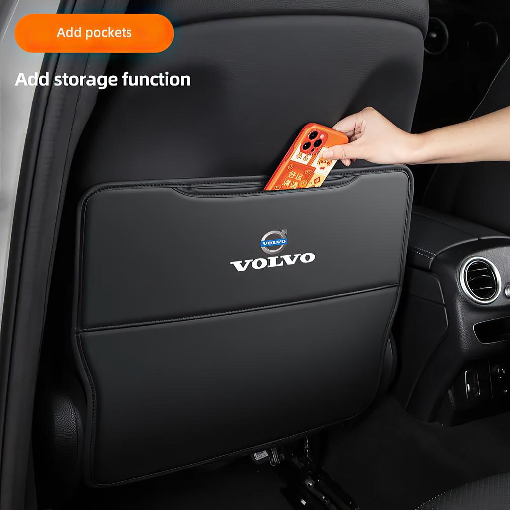 Car Seat Backside Leather Anti kick Pad Auto Storage bag For Volvo XC90 V90 V60 XC60 V40 S80 S60 S90 C40 XC40 V70 XC70 Rdesign
