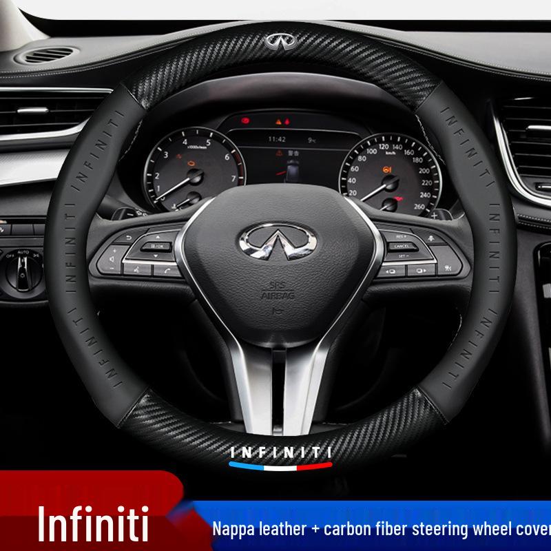 Настоящая кожаная карбоновая накладка на руль для Infiniti QX50, Q50, Q50L, QX60, QX70, QX30.