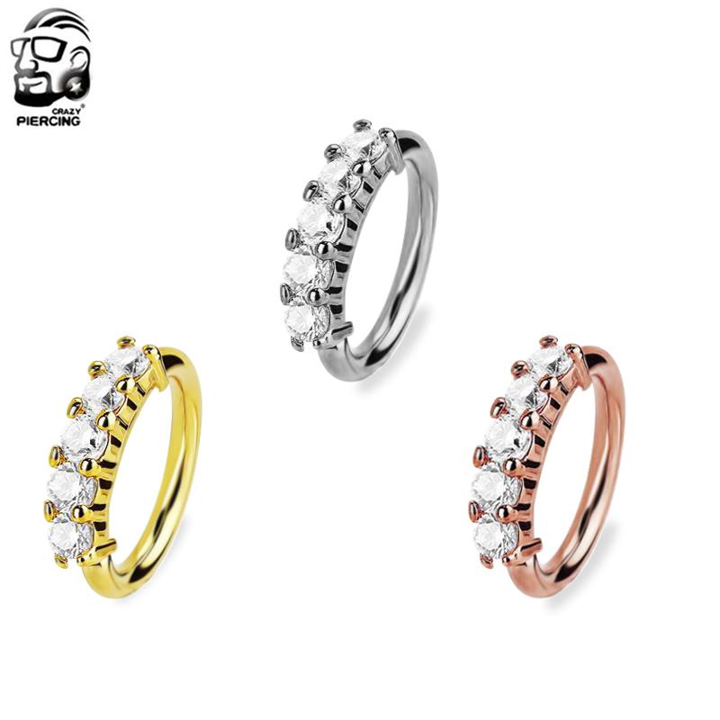 Модные кристаллы со стразами из нержавеющей стали, обруч для пирсинга носа, кольцо, ювелирное изделие, подарок