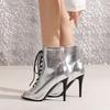 Gold Silver Heels Ankle Boots For Women Sexy Peep Toe Lace Up Boot Party Jazz Latin Dance Stilettos Shoes Ladies Party