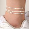 Women Anklet Three-layered Shiny Surface Adjustable Length Simple Style Ankle Decoration Jewelry Party Beach