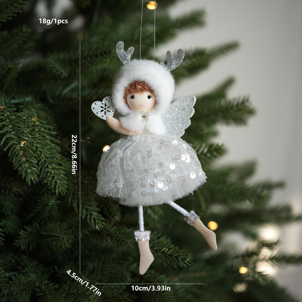Sitting Elf Doll Angel Pendant Cute Little Girl Christmas Tree Ornaments Hanging Decorations Kids Children Day Gift