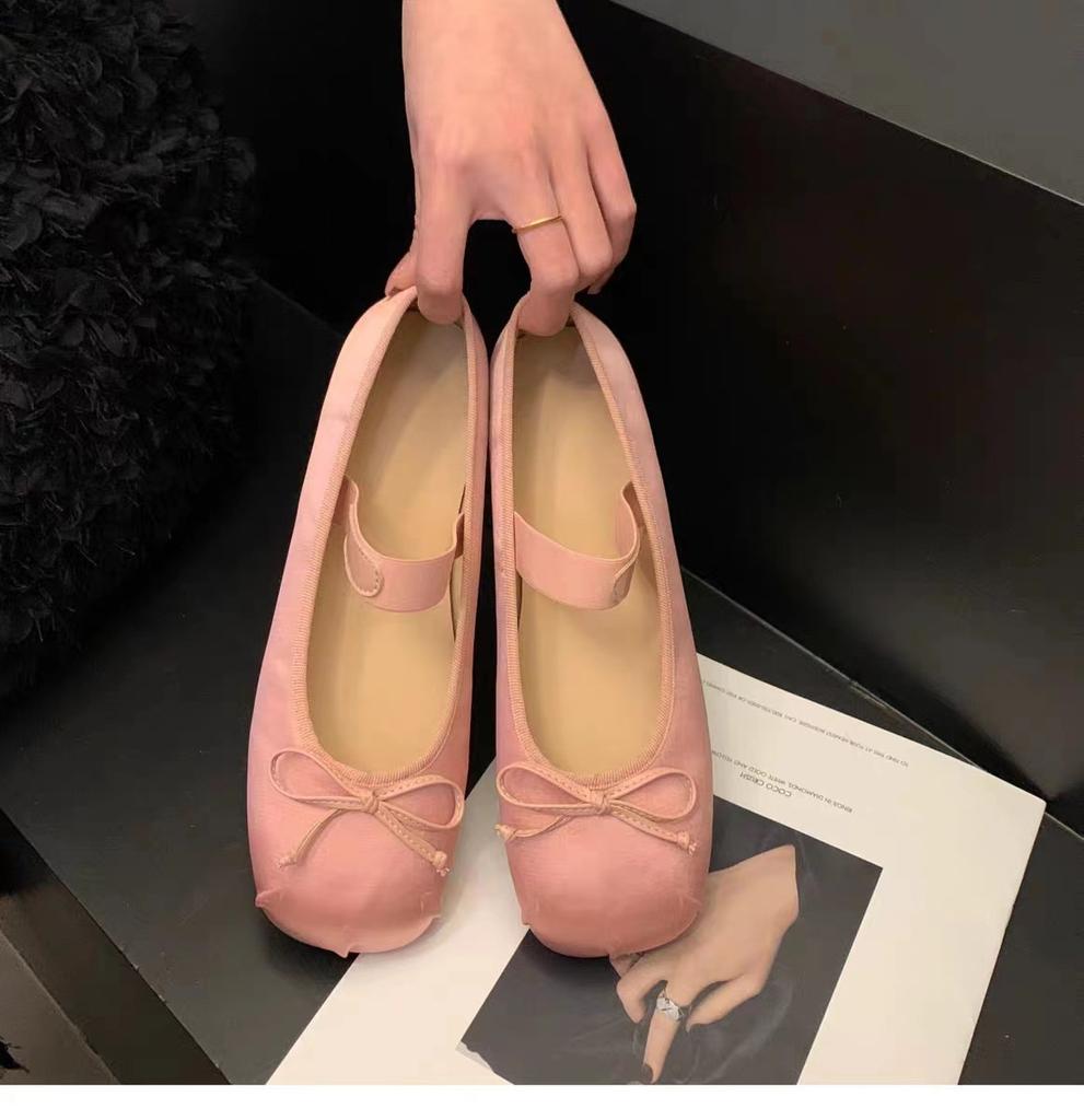 Fashionable and Comfortable Single Shoes Mary Jane Shoes Flat Pink Dancing Fairy Spring Retro Satin Silver