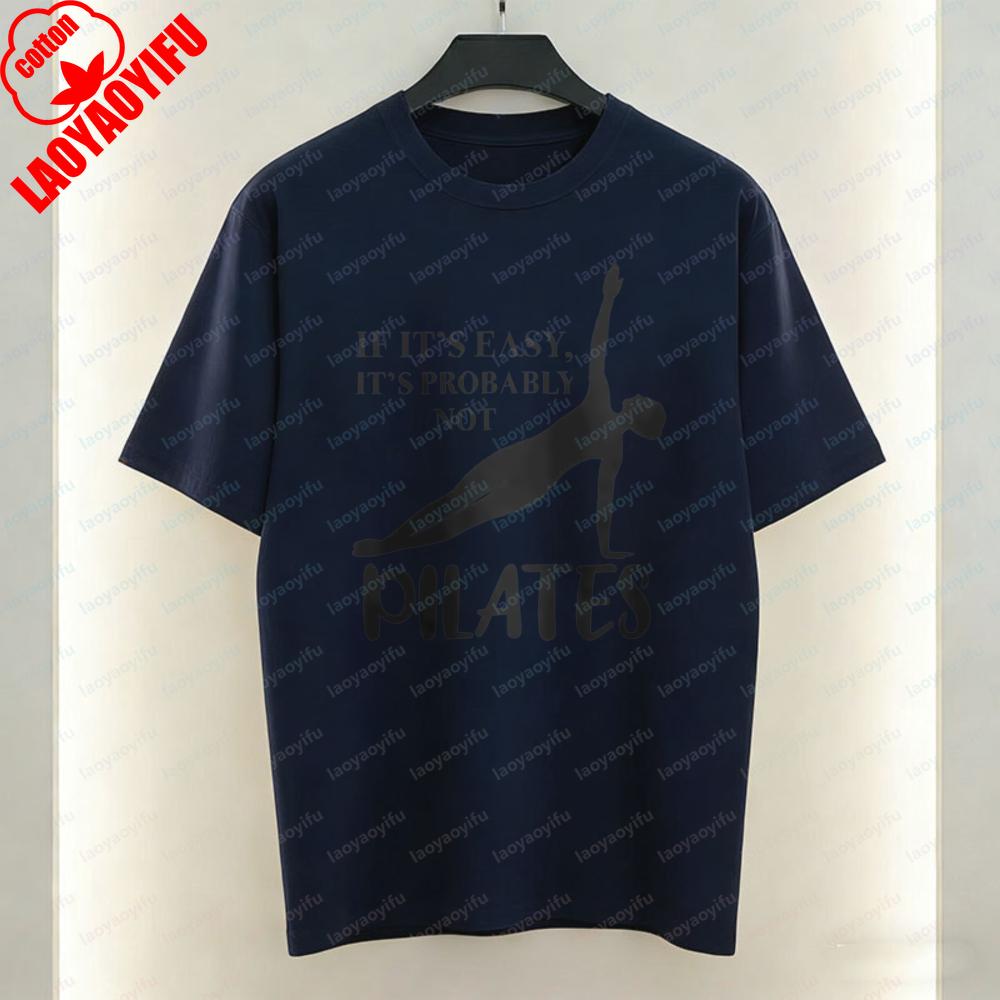 Pilates Women TShirt Simple Side Plank Exercise Graphic Tops Unisex Fitness Casual Cotton Tee Gym Breathable Clothes Ropa Mujer