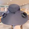 Buckle Hat with Dual Fans Large Battery Solar Charging Full-Face Sun Protection Large Brim Sun Hat Adjustable Drawstring Walking Cooling Hat