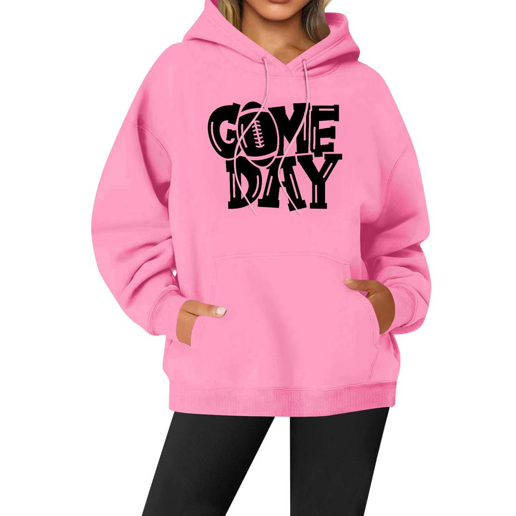 Женская повседневная модная однотонная толстовка с капюшоном и принтом регби с длинными рукавами