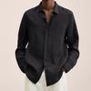 Designer Spring Summer Men's Casual Cotton Linen Solid Color Long Sleeve Shirts Loose Shirts